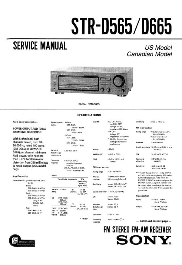 STR-D565, STR-D665 US_Canadian